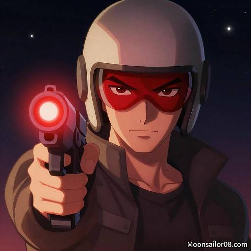 Futuristic Hero in Starry Night