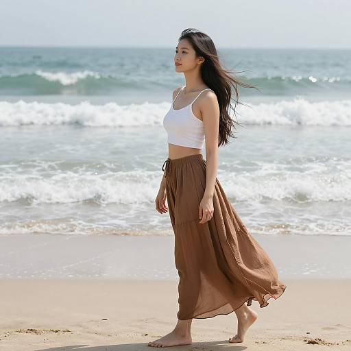 Peaceful Beach Day in Bohemian Style