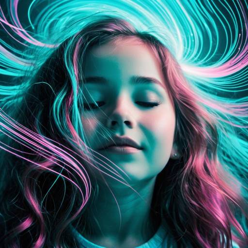 Whimsical Child's Face with Sound Waves Whimsical Child's Face with Sound Waves