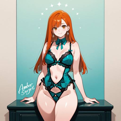 Plus Size Woman in Elegant Black Lingerie