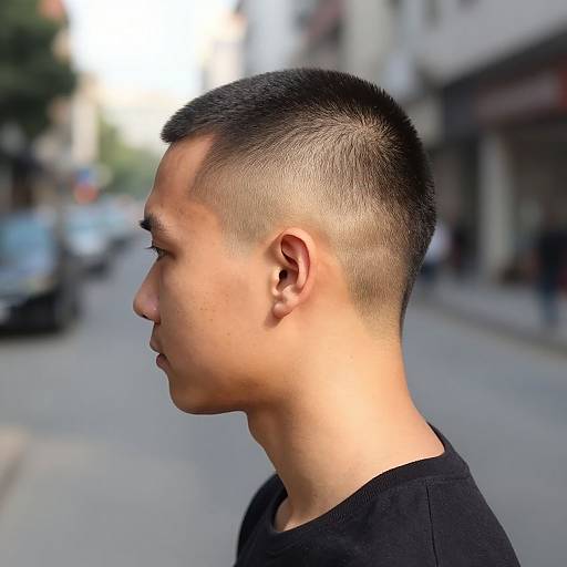 Urban Buzz Cut Candid Portrait