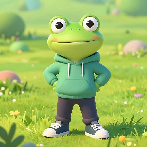 Confident Pepe in Vibrant Cartoon Style