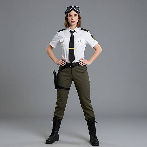 Realistic Female Pilot with Male Focus