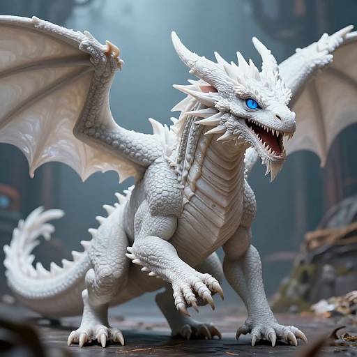 Hyper-Realistic White Dragon Artwork
