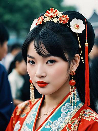 Asian Woman in Festival Costume Portrait