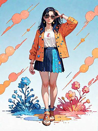 Stylish young woman in bohemian chic outfit