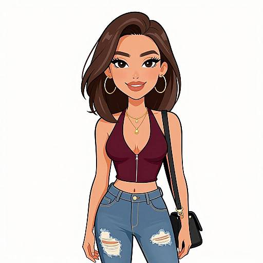 Smiling Woman in Casual Stylish Outfit