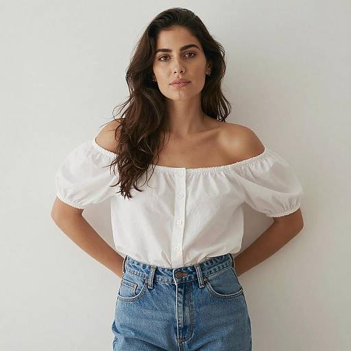Woman in White Blouse and Blue Jeans