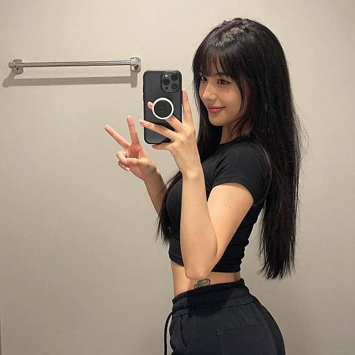 Young Woman Mirror Selfie with Tattoo