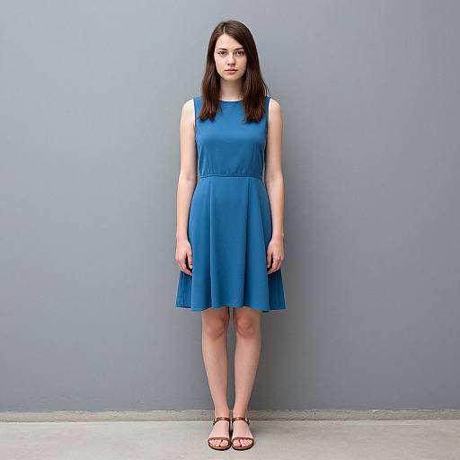 Knee-Length Blue Dress Woman