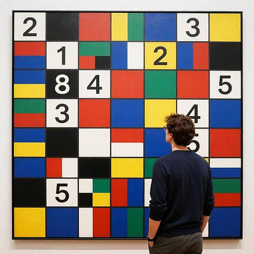 Mondrian-Inspired Cosmic Math Scene