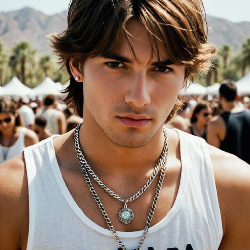 Young Man in Coachella Outfit with Jewelry