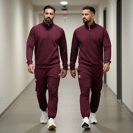 Man in Maroon Tracksuit Walking