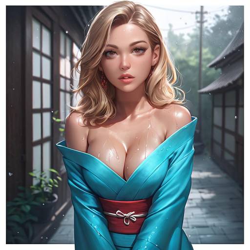 Whimsical Blonde in a Quiet Alleyway