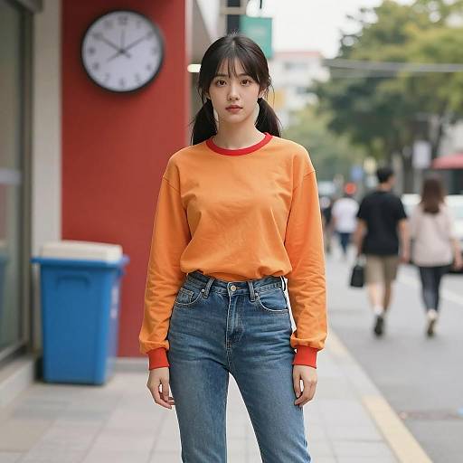 Casual Street Style of an Asian Woman