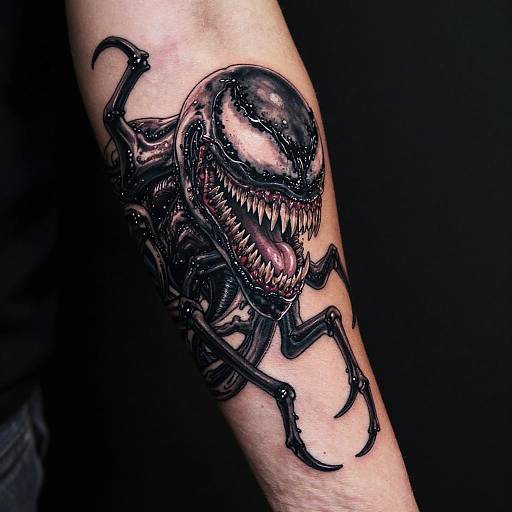Venom Symbiote Forearm Tattoo Art
