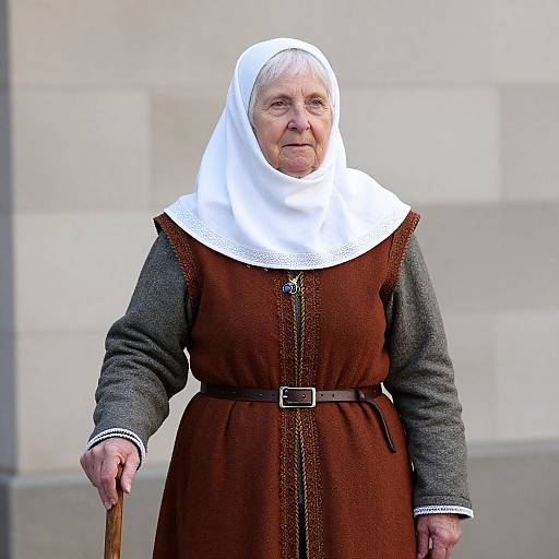 Elderly Dutch Woman in Medieval Dress