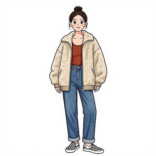 Smiling Woman in Casual Street Style