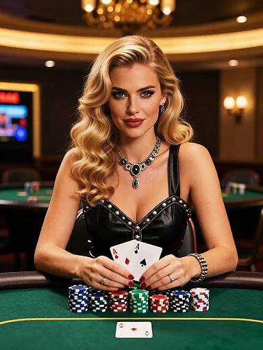 Glamorous Blonde Poker Player Portrait