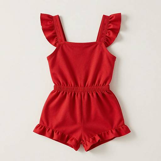 Red Rose Ruffle Romper Set