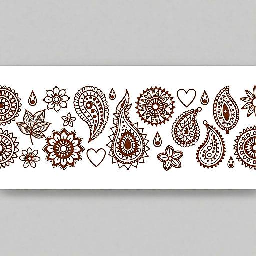 Intricate Brown Paisley Line Art