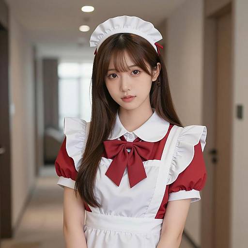 Young Woman in Traditional French Maid Costume