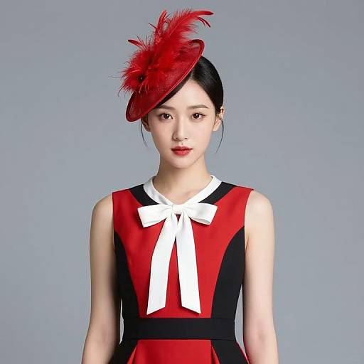 Elegant Woman in Red and Black Dress