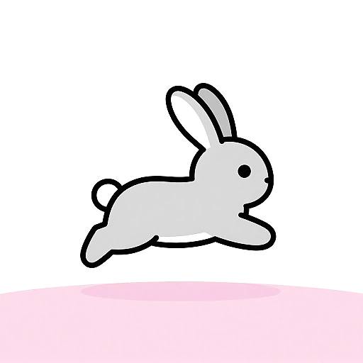 Minimalist Playful Gray Bunny Icon
