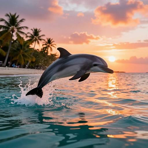 Dolphin Leaping at Tropical Sunset