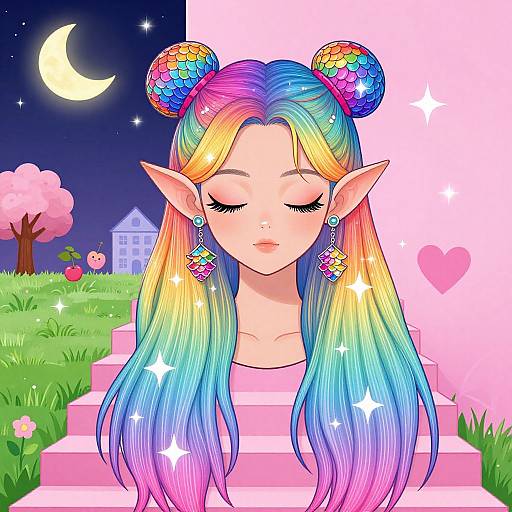 Magical Rainbow Hair Portrait