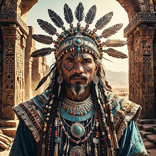 Mystical Desert Shaman in Ancient Ruins