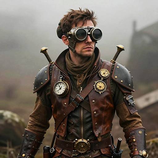 Steampunk Adventurer Cosplay Realistic Render