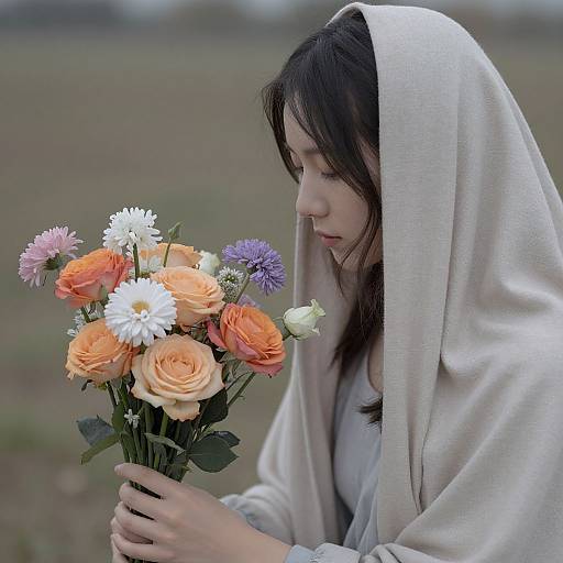 Ethereal Woman with Timeless Bouquet