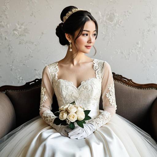 Elegant Bride in Empire Waist Wedding Gown