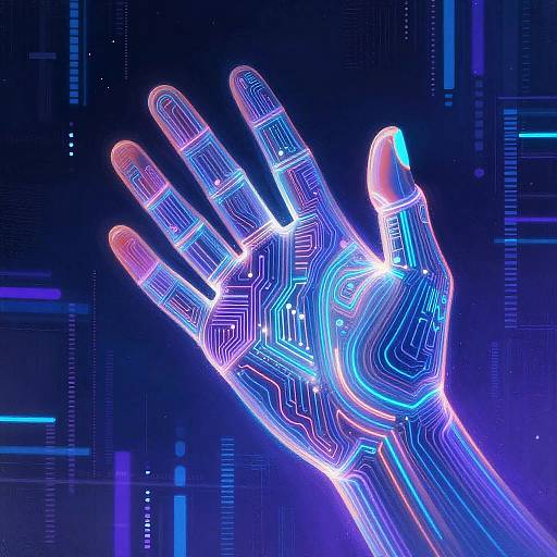 Surreal Neon Digital Hands Art
