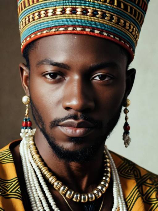 Detailed Headshot of Man in African Outfit