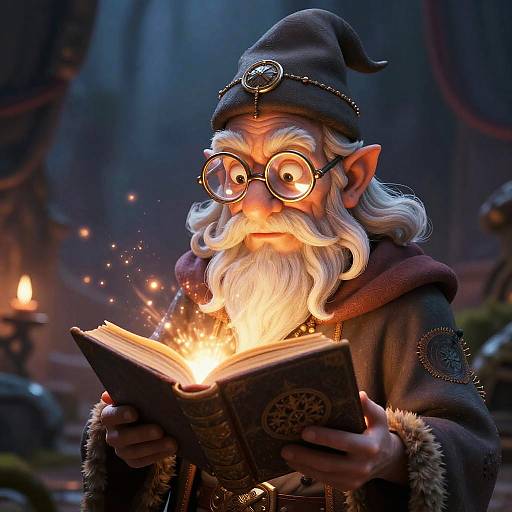 Wise Wizard with Magical Reading Glasses