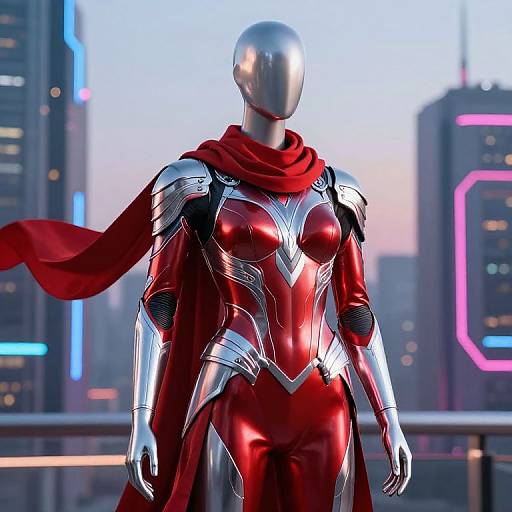 Futuristic Mannequin in Neon Armor