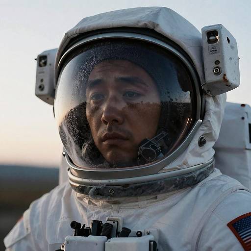 Weary Astronaut with Frosted Helmet Visor