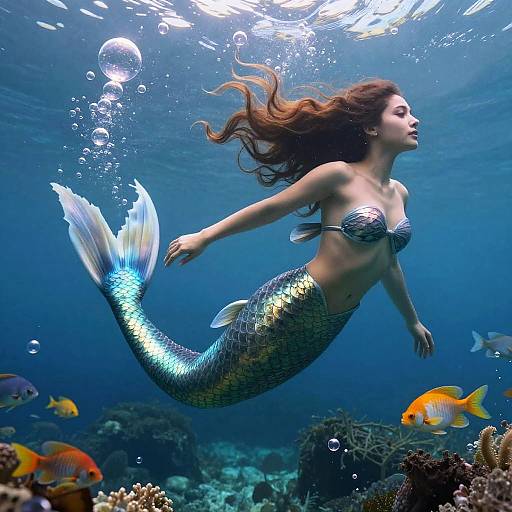 Realistic Full-Body Mermaid Illustration