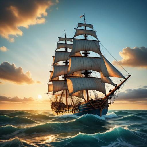 Golden Hour Sailing Ship