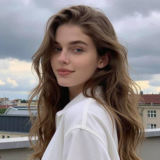 Young Woman Portrait in Wind