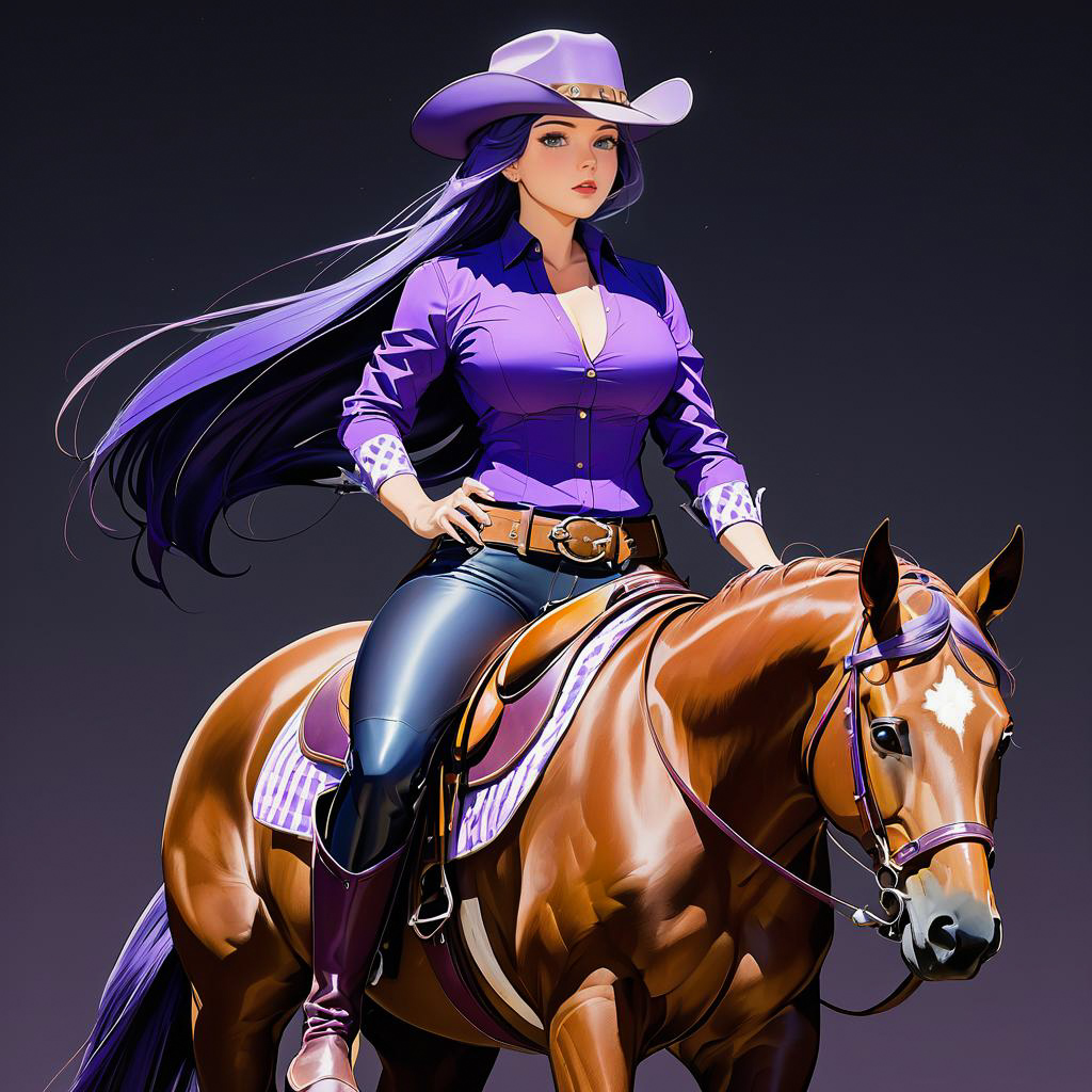 Surprised Cowgirl Rider in Dusky Background