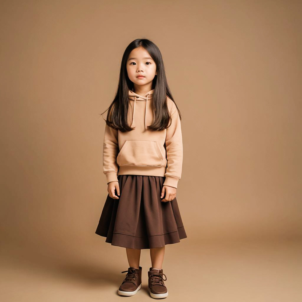 Playful Little Girl in Colorful Hoodie