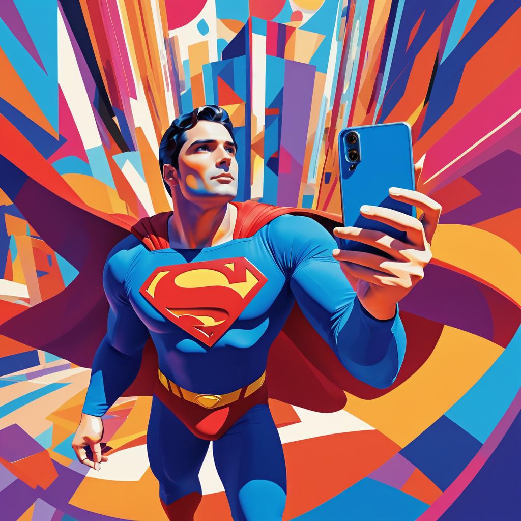 Superman Selfie in Modern Art Style