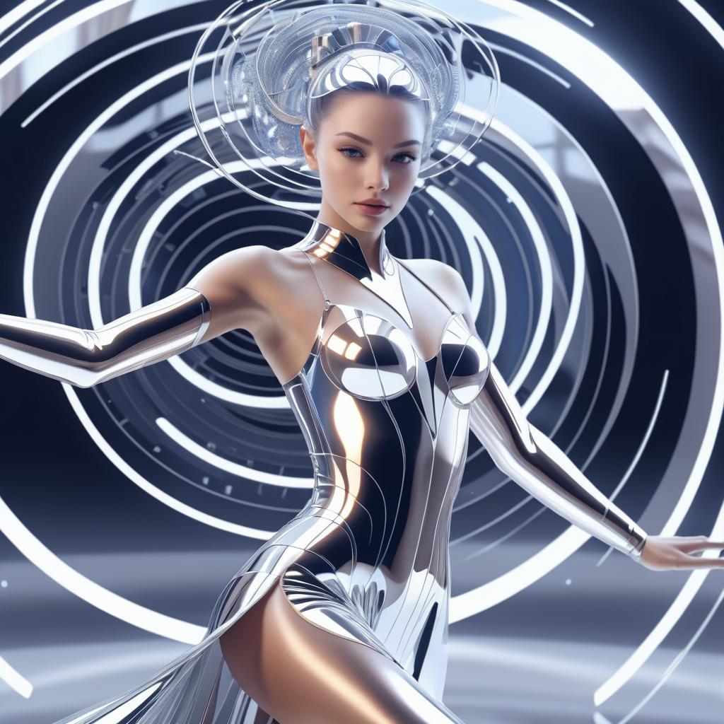 Futuristic Art Nouveau Dancer in Motion