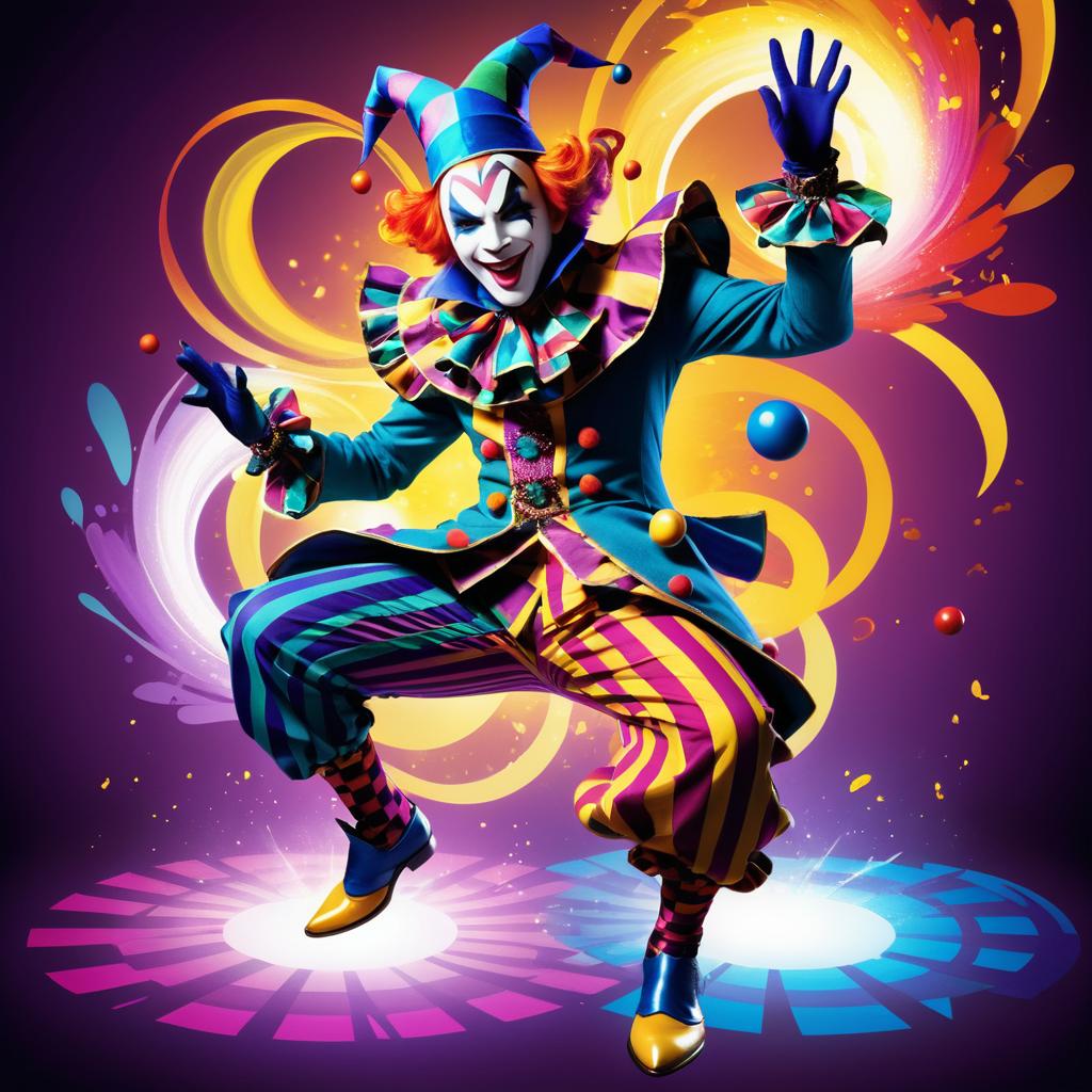 Vibrant Jester Artwork in Dynamic Light