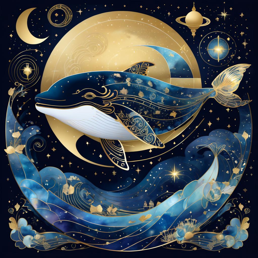 Celestial Whale in Beatrix Potter Style