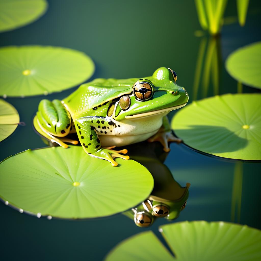 Realistic Frog on a Lily Pad