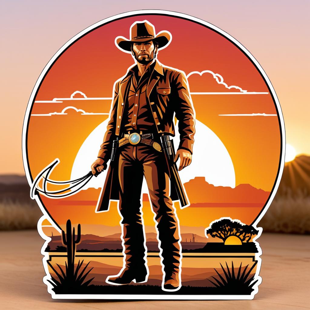 Cowboy Lasso Sunset Logo Design